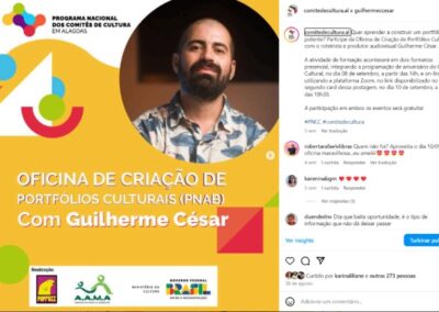 Produção de videoaulas sobre Elaboração de Portfólios Culturais